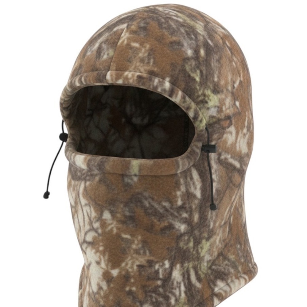 Camo Fleece Balaclava Face Mask Adjustable Hunting Hood Neck Gaiter Brown